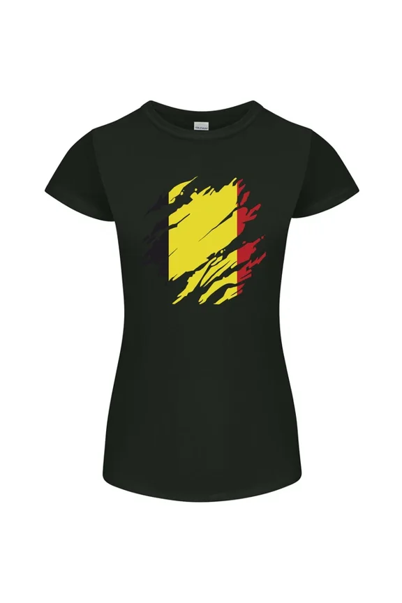 Hot Trending T-Shirt With Torn Belgium Flag Belgian Day Football T-Shirt Design Preview Only