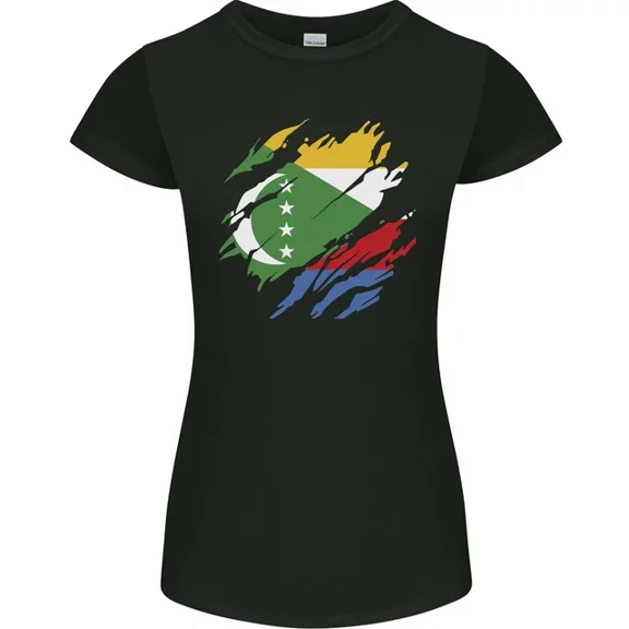 Hot Trending T-Shirt With Torn Comoros Flag Comorian Day Football T-Shirt Design Preview Only