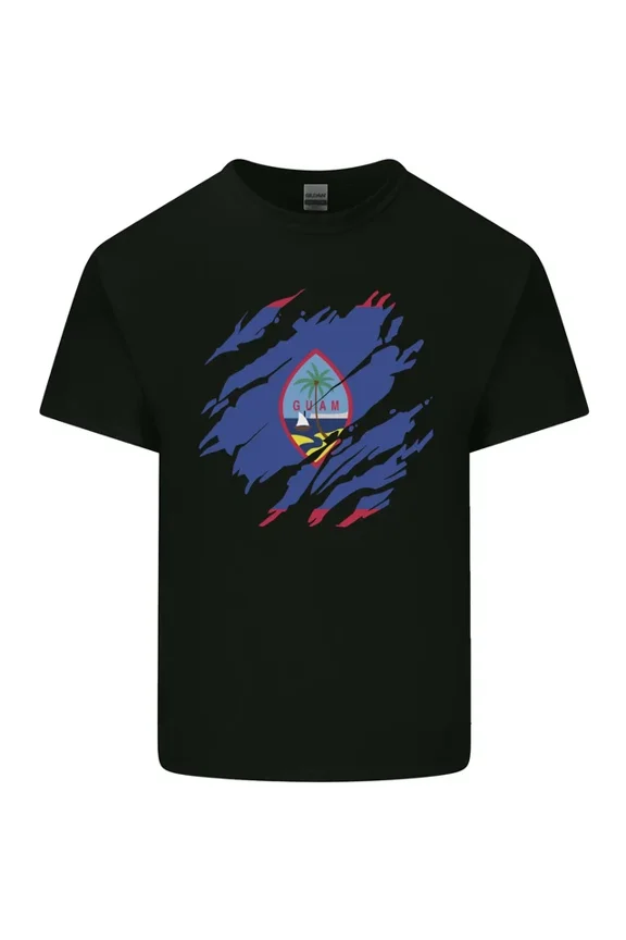 Hot Trending T-Shirt With Torn Flag Guam T-Shirt Design Preview Only