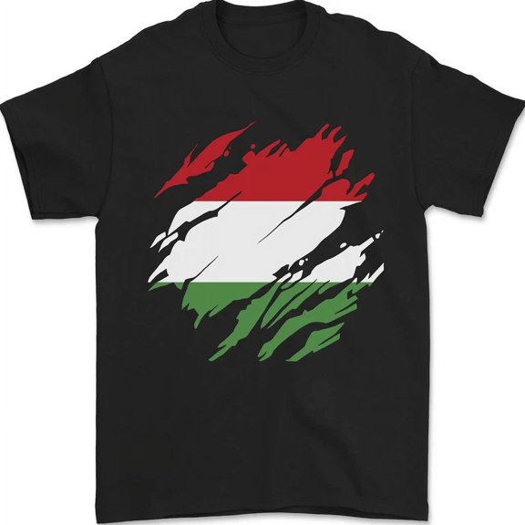Hot Trending T-Shirt With Torn Hungary Flag Hungarian Day Football T-Shirt Design Preview Only