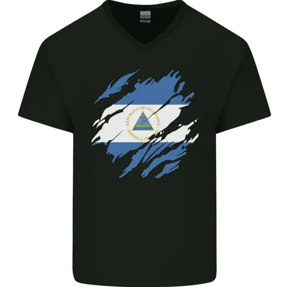 Hot Trending T-Shirt With Torn Nicaragua Flag Nicaraguan Day Football T-Shirt Design Preview Only