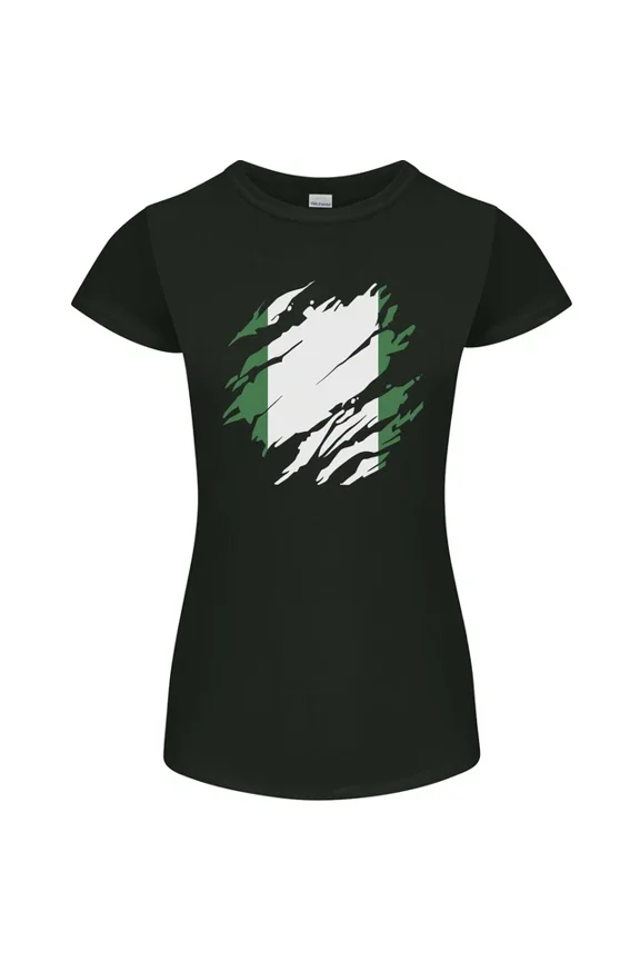 Hot Trending T-Shirt With Torn Nigeria Flag Nigerian Day Football T-Shirt Design Preview Only