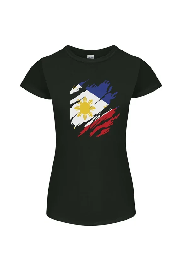Hot Trending T-Shirt With Torn Philippines Flag Philipino Day Football T-Shirt Design Preview Only