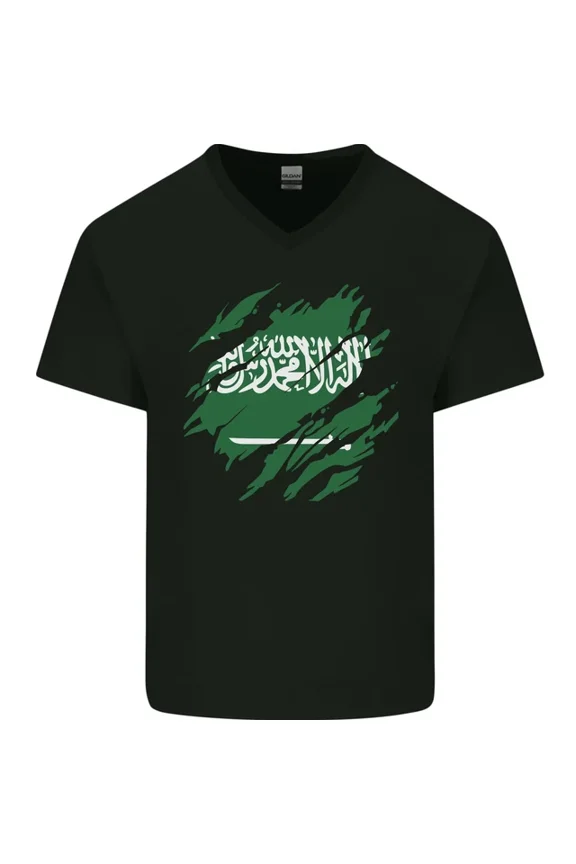 Hot Trending T-Shirt With Torn Saudi Arabia Flag Arabian Day Football T-Shirt Design Preview Only