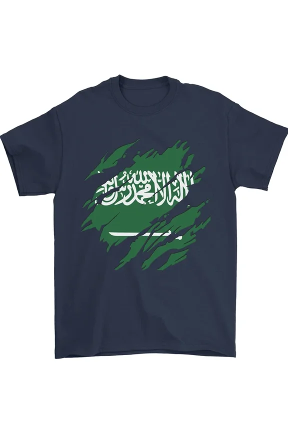 Hot Trending T-Shirt With Torn Saudi Arabia Flag Arabian Day Football T-Shirt Design Preview Only