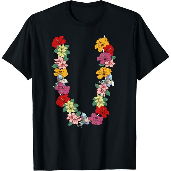 Hot Trending T-Shirt With Tropical Summer Vacation Hawaiian Flowers Floral Lei