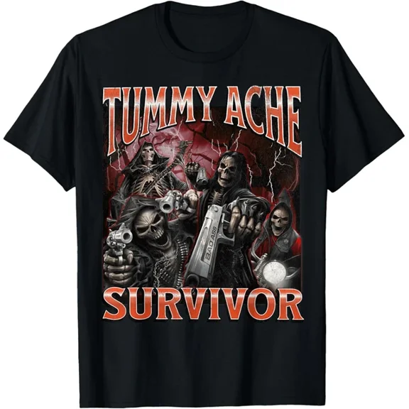 Hot Trending T-Shirt With Tummy Ache Survivor Hard Skeleton Bootleg T-Shirt