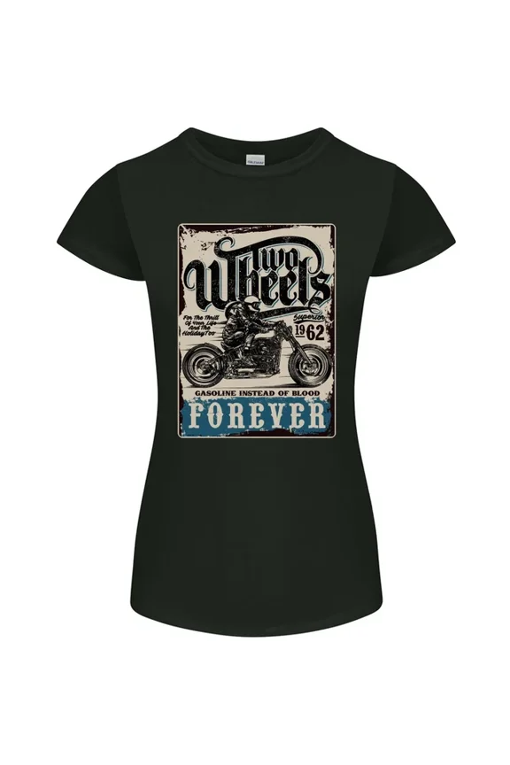 Hot Trending T-Shirt With Two Wheels Biker Motorcycle Motorbike T-Shirt Design Preview Only