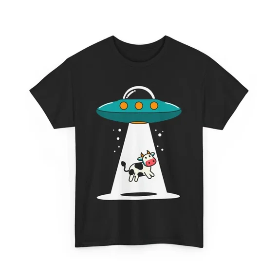 Hot Trending T-Shirt With Ufo Lover Tee | Alien Themed T-Shirt S-5Xl | Cool Sci-Fi Fashion | Cow Abduction Shirt