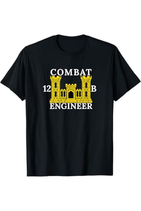 Hot Trending T-Shirt With Us Army Combat Engineer 12B T-Shirt Design Preview Only