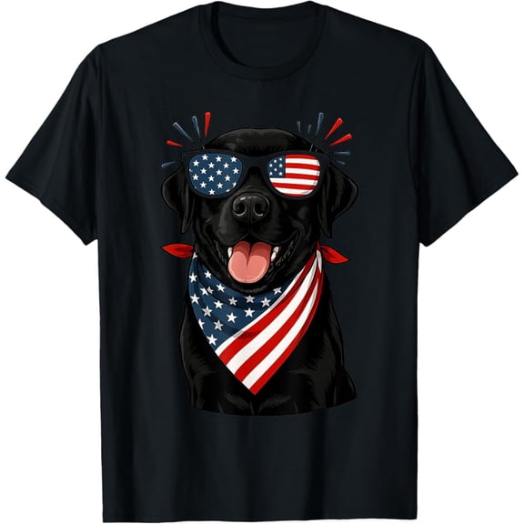 Hot Trending T-Shirt With Usa Flag 4Th Of July Patriotic American Black Cute Lab T-Shirt Design Preview Only