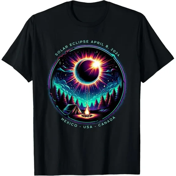 Hot Trending T-Shirt With View Totality April 8 2024 Astronomy Camping Solar Eclipse Design Preview Only