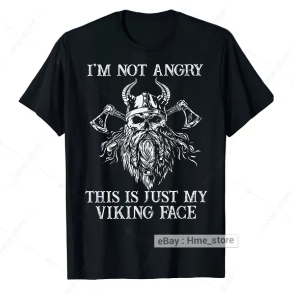 Hot Trending T-Shirt With Viking Warrior T-Shirt For Men I'M Not Angry My Viking Face Humor Norse