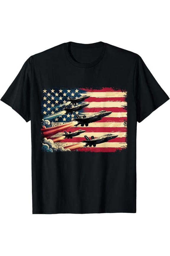 Hot Trending T-Shirt With Vintage A Fighter Jets 4Th Of July Patriotic T-Shirt Design Preview Only