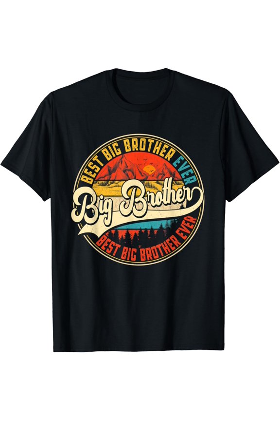 Hot Trending T-Shirt With Vintage Best Big Brother Ever Retro Fathers Day Dad Grandpa