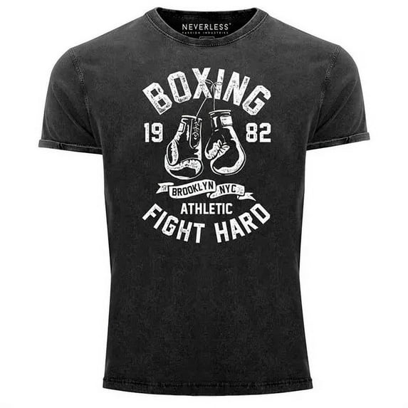Hot Trending T-Shirt With Vintage Boxing Boxing Fight Hard Brooklyn Nyc Retro Sport Design Preview Only
