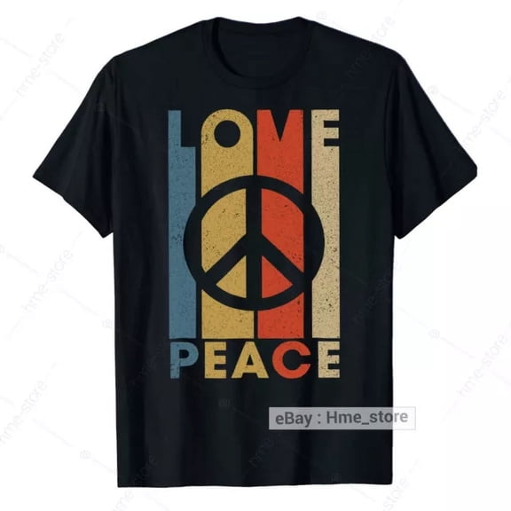 Hot Trending T-Shirt With Vintage Hippie Love Peace Sign T-Shirt Good Vibe Inspirational Hippy Soul Tee