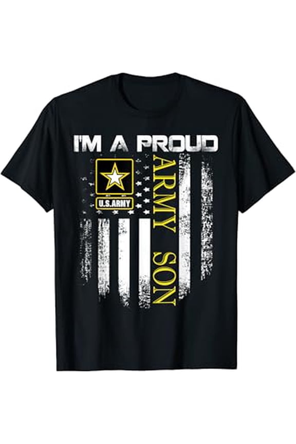 Hot Trending T-Shirt With Vintage I'M A Proud Army Son With American Flag Gift T-Shirt Design Preview Only