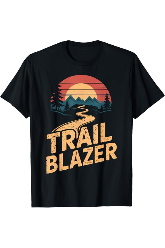 Hot Trending T-Shirt With Vintage Mountain Hiker Trail Blazer Retro Hiking Camping T-Shirt Design Preview Only