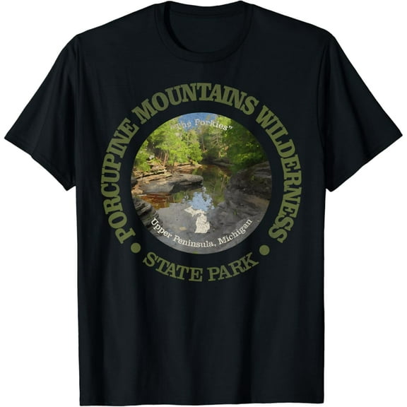 Hot Trending T-Shirt With Vintage Porcupine Mountains Wilderness State Park Hiking T-Shirt Design Preview Only