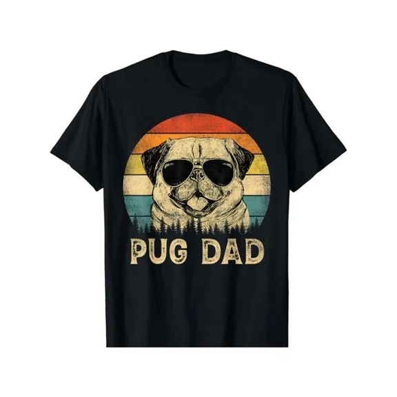 Hot Trending T-Shirt With Vintage Pug Dad Graphic T-Shirt Perfect Father'S Day Gift For Dog Lovers, Casu