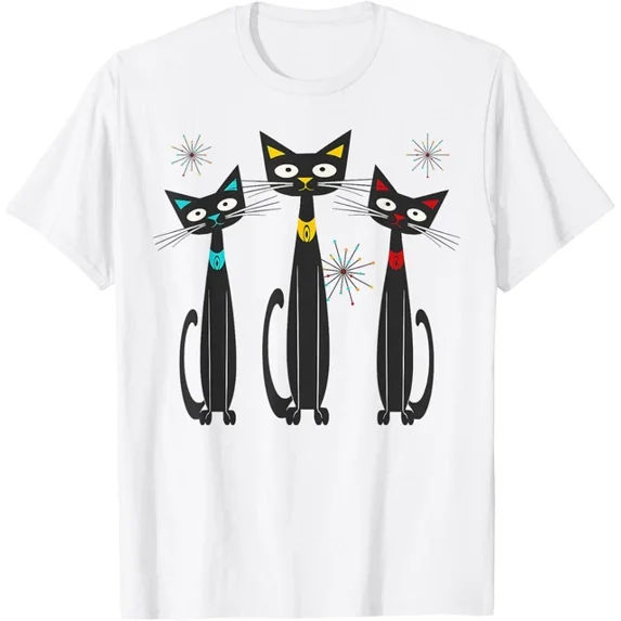 Hot Trending T-Shirt With Vintage Retro Mid-Century Modern Look Cats 50S 60S Style Design Preview Only