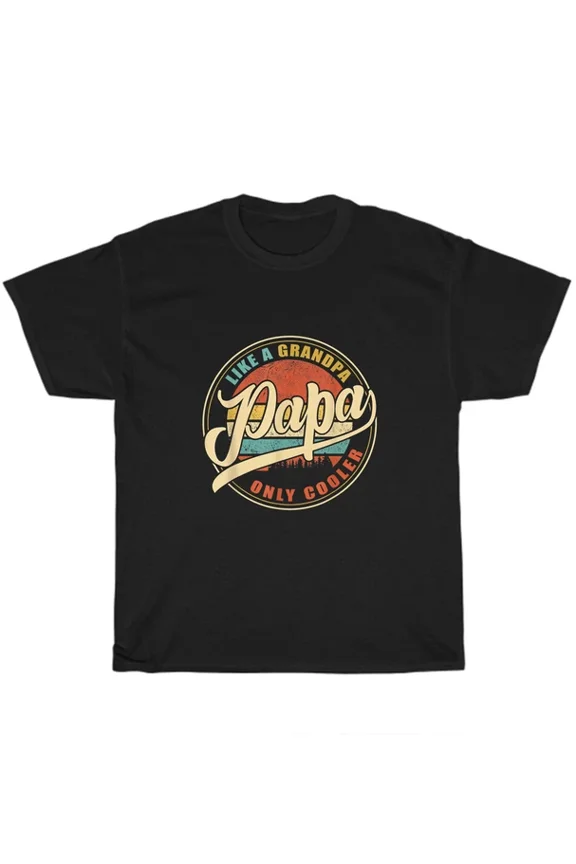 Hot Trending T-Shirt With Vintage Retro Papa Like A Grandpa Only Cooler Dad Father Definition T-Shirt Mens