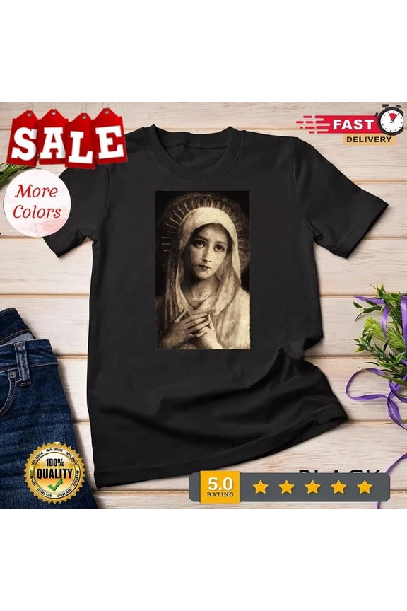 Hot Trending T-Shirt With Virgin Mary Maria Catholic Painting Design Preview Only