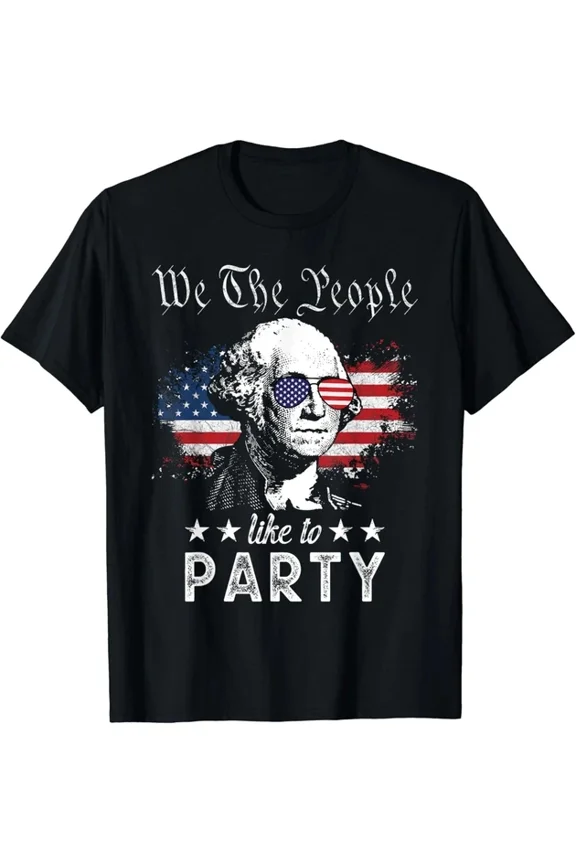 Hot Trending T-Shirt With We The People Like To Party - George Washington 4Th Of July T-Shirt Design Preview Only