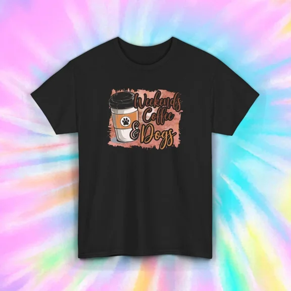 Hot Trending T-Shirt With Weekends Coffee & Dogs T-Shirt Pet Coffee Loverer Design Preview Only