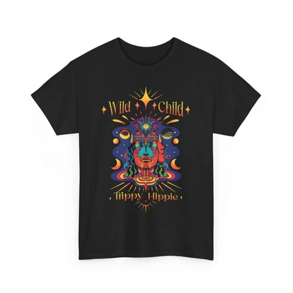 Hot Trending T-Shirt With Wild Child Trippy Hippie T-Shirt | Hippie Good Vibes Tee | Boho Summer Shirt Design Preview Only