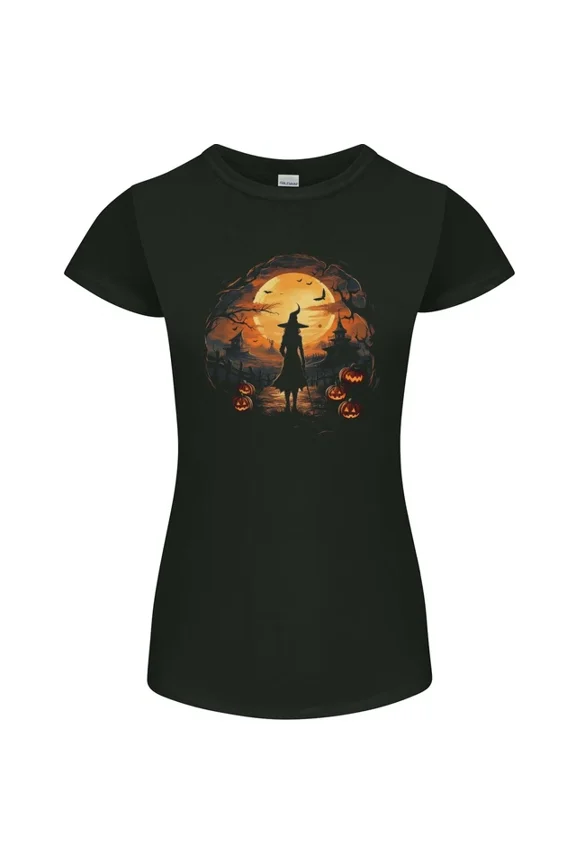 Hot Trending T-Shirt With Witch Halloween Sunset T-Shirt Design Preview Only