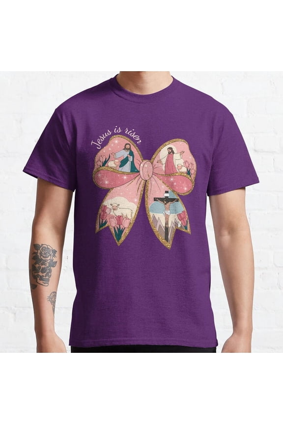 Hot Trending T-Shirt With Women'S Jesus Is Risen Christian Religious Easter Coquette Design Preview Only