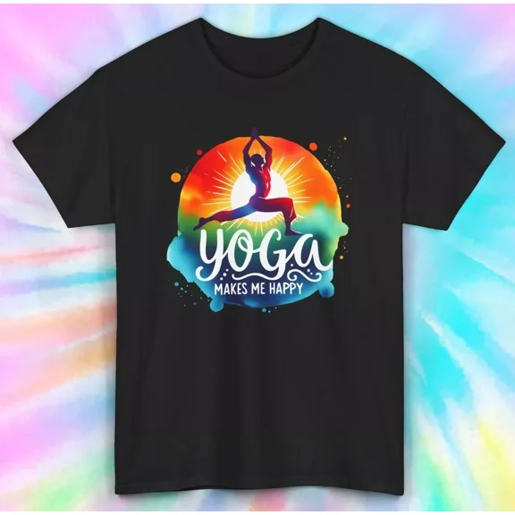 Hot Trending T-Shirt With Yoga Makes Me Happy Shirt | Colorful Meditation Design Design Preview Only