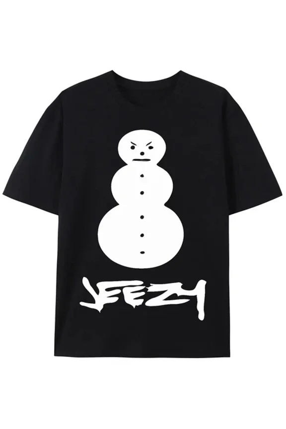 Hot Trending T-Shirt With Young Jeezy 100% Cotton Snowman Graphic T-Shirt Casual Hip Hop Style Crew Neck