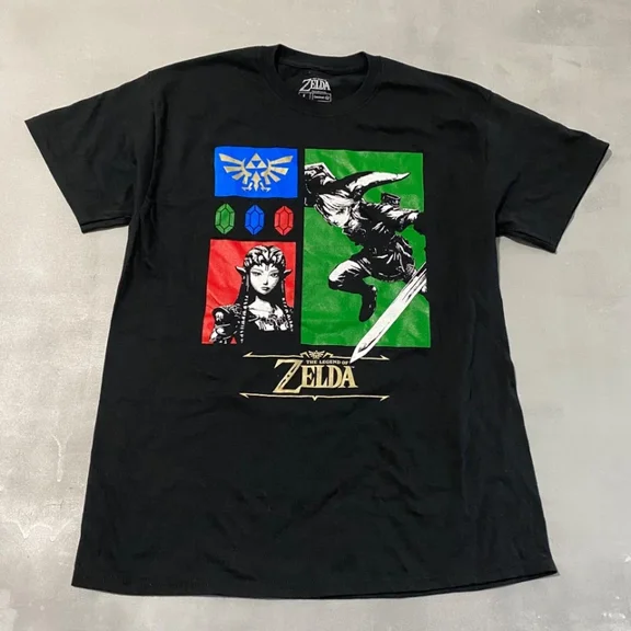 Hot Trending T-Shirt With Zelda Shirt Mens Black Cartoon Video Game Graphic Design Preview Only