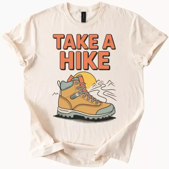 Hot Trending Take A Hike Boot Nature Graphic T Shirt Outdoors Adventure Tee Design Preview Only