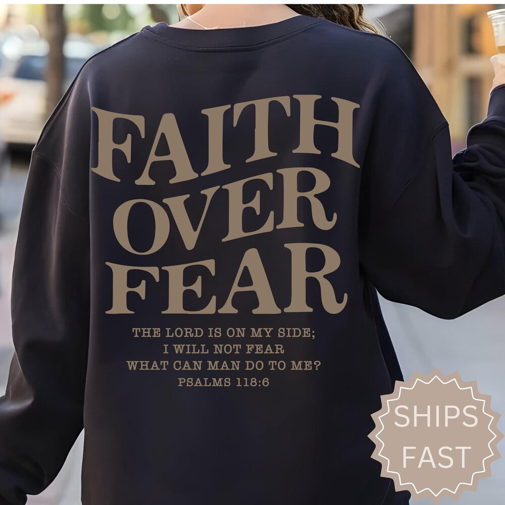 Hot Trending Tee With Faith Over Fear Christian Shirt, Christian Shirt ...