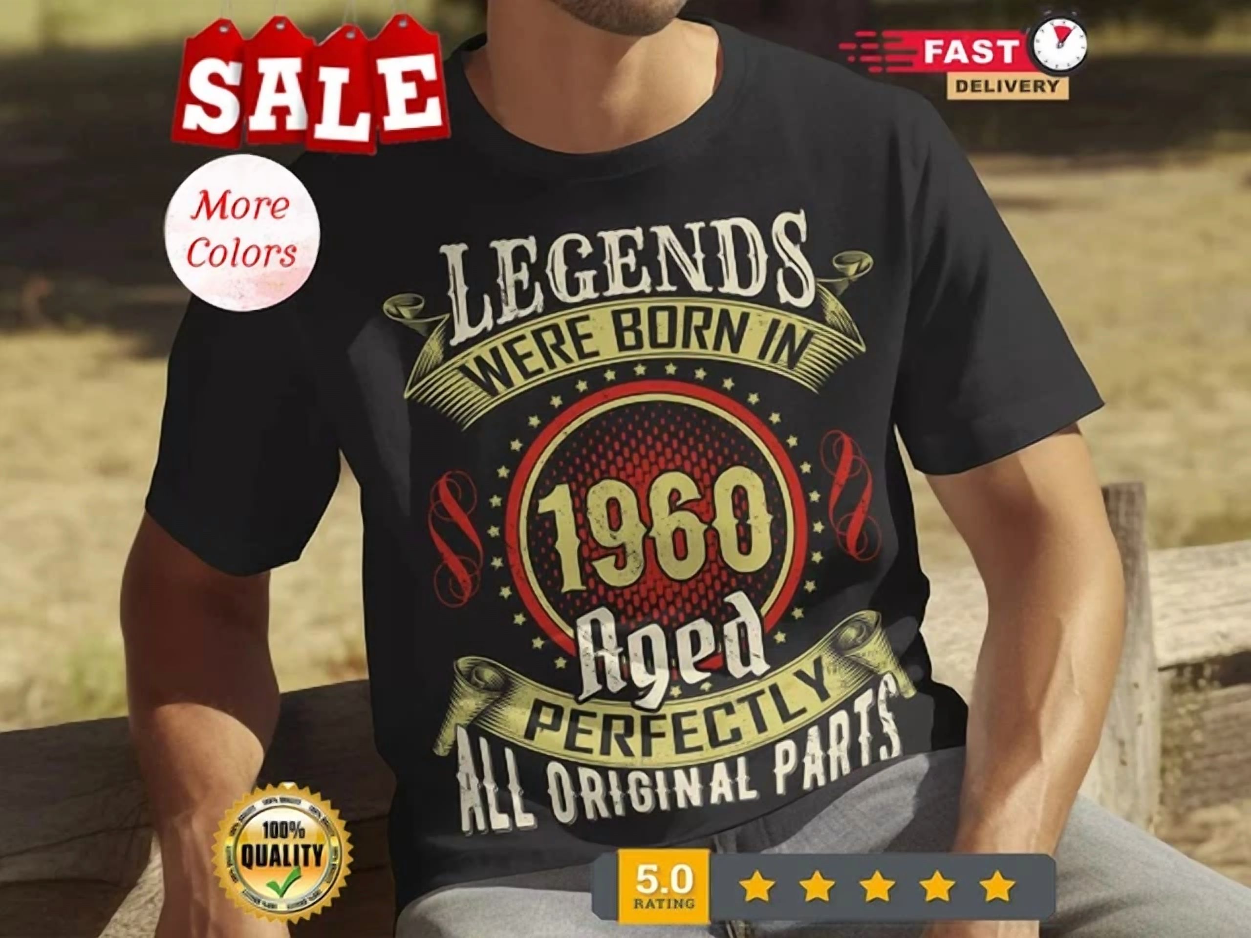 Hot Trending Tee With 65Th Birthday Men'S T-Shirt Born 1960 Legend