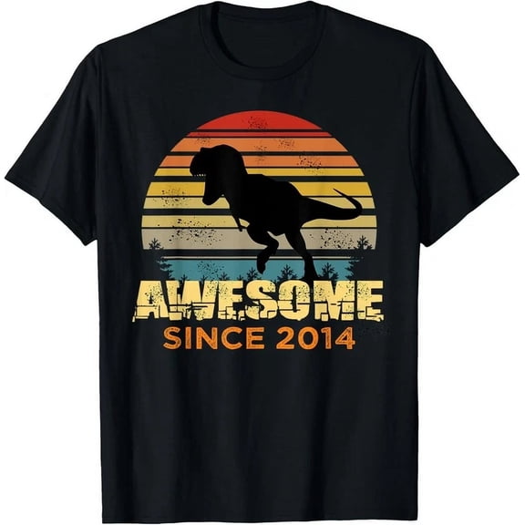 Hot Trending Tee With 8Th Birthday Dinosaur 8 Year Old Awesome Since 2014 Boys Gift Unisex T-Shirt