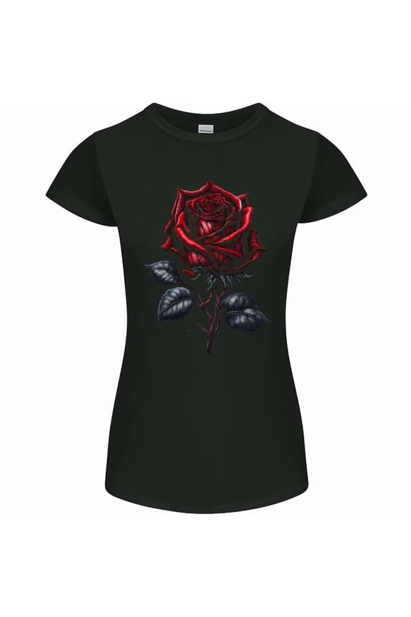 Hot Trending Tee With A Gothic Rose Goth Womens Womens Petite Cut T-Shirt