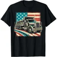 thumbnail image 1 of Hot Trending Tee With American Flag Trucker Dump Truck Driver Gift Unisex T-Shirt, 1 of 2