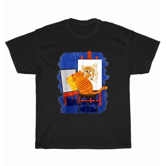 Hot Trending Tee With Artistic Cat Painting Lion Art Cats Kitten Pet Animal Lover T-Shirt Unisex Gift
