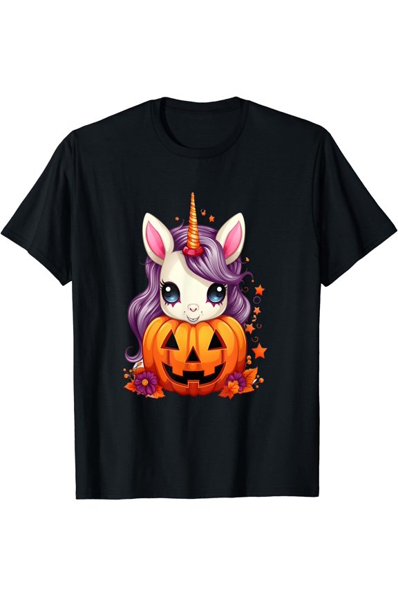 Hot Trending Tee With Autumn Halloween Kawaii Witch Pumpkin Unicorn Magic S-5Xl T-Shirt
