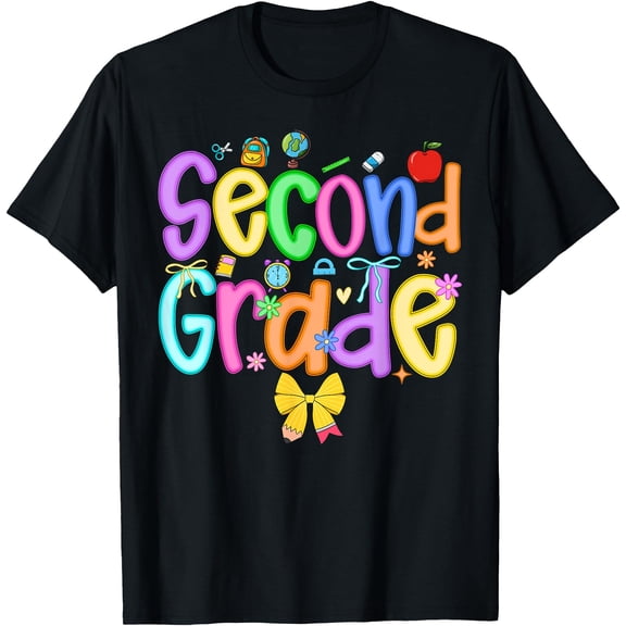 Hot Trending Tee With Back To School Second Grade Girls Bow 2Nd Grade Teachers Bow T-Shirt