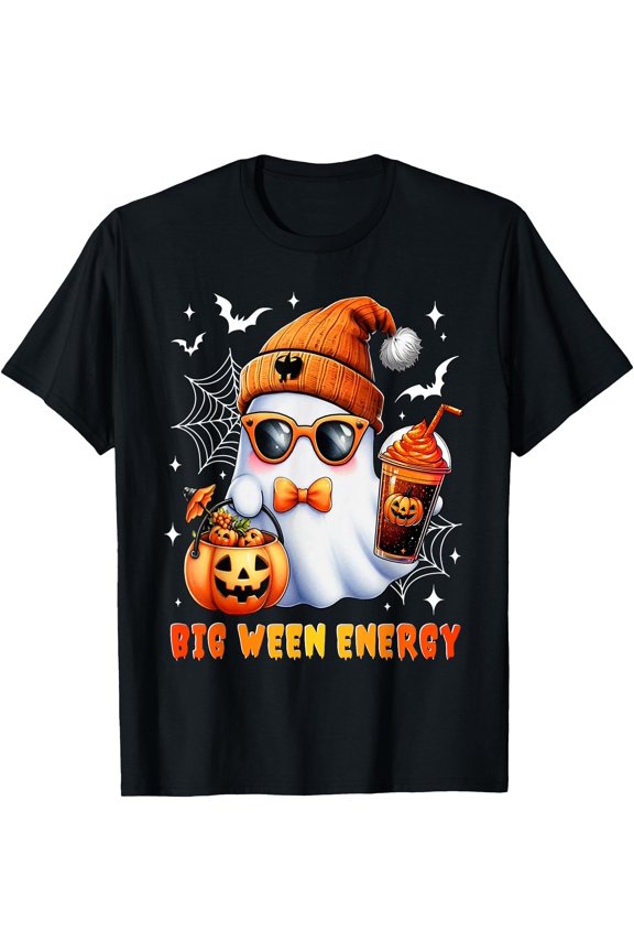 Hot Trending Tee With Big Ween Energy Halowen Cute Ghost Coffee Pumpkin