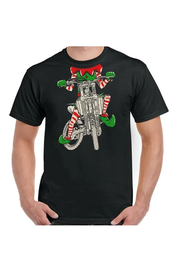 Hot Trending Tee With Biker T-Shirt Elf Mens Womens Motorbike Motorcycle Bike Chopper