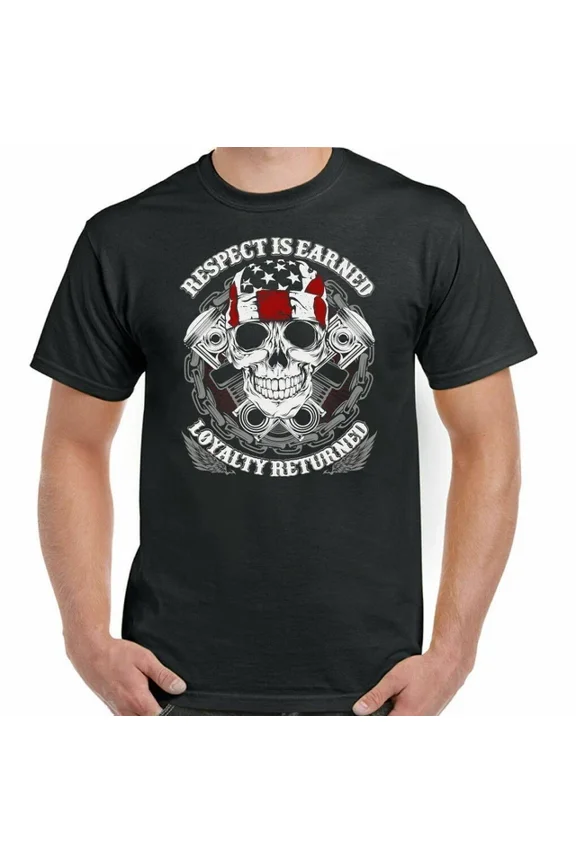 Hot Trending Tee With Biker T-Shirt Respect Is Earned Mens Womens Motorcycle Motorbike Bike