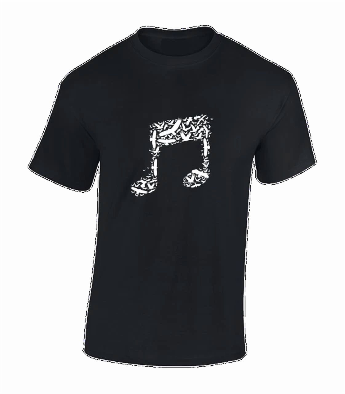 Abstract Bird and Music Art T-Shirt