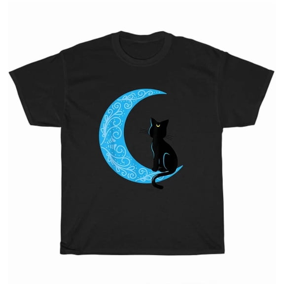 Hot Trending Tee With Black Cat Crescent Moon Sailor Mom Cats Kitten Lover T-Shirt Unisex Tee Gift New